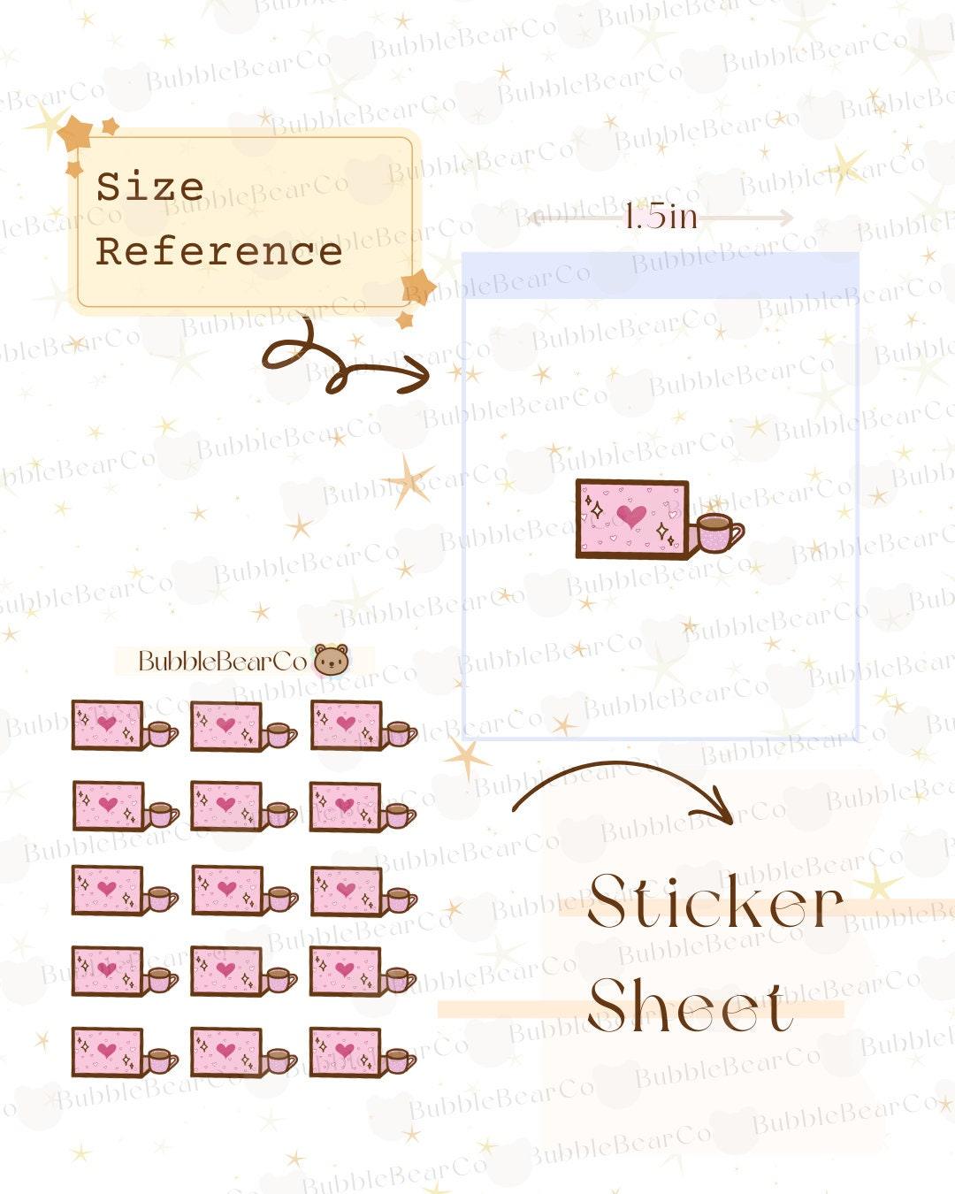 Valentines Laptop Sticker | Cute Valentines Sticker for Any Planner or Journal | Hand Drawn Valentines Doodles | Work Coffee | BubbleBearCo - Bubble Bear Co