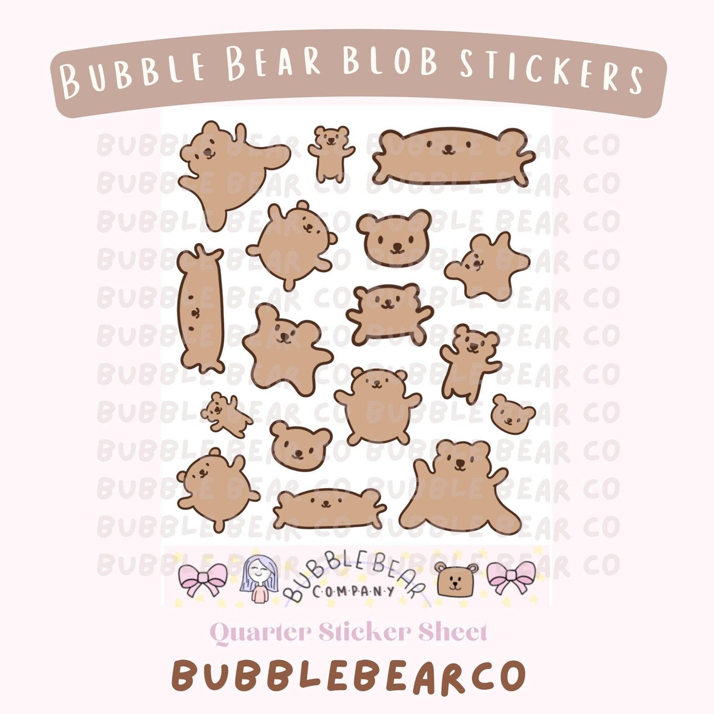Blob Stickers | Abstract Stickers for any Planners and Journals | Bear Blob | Cute Hand Drawn stickers | Stationary, Scrapbook, and Crafting - Bubble Bear Co