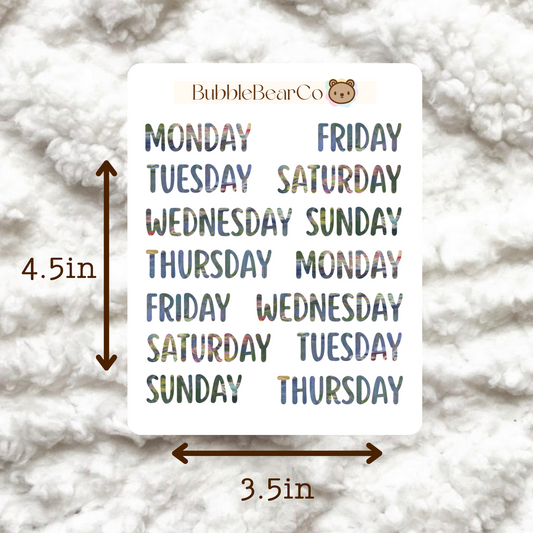 Weekly Header Stickers | Monet Waterlilies  Inspired | Script Font | BubbleBearCo