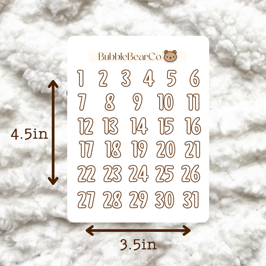 Bujo Bubble Number Stickers | BubbleBearCo