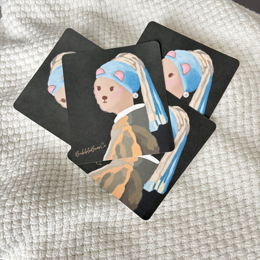 Bear With A Pearl Earring Art Print - Bubble Bear Co
