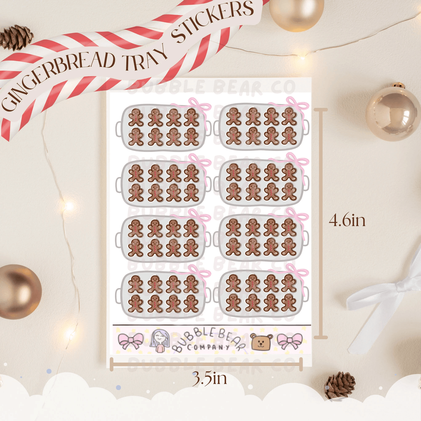 Gingerbread Hand Drawn Planner Stickers - Bubble Bear Co