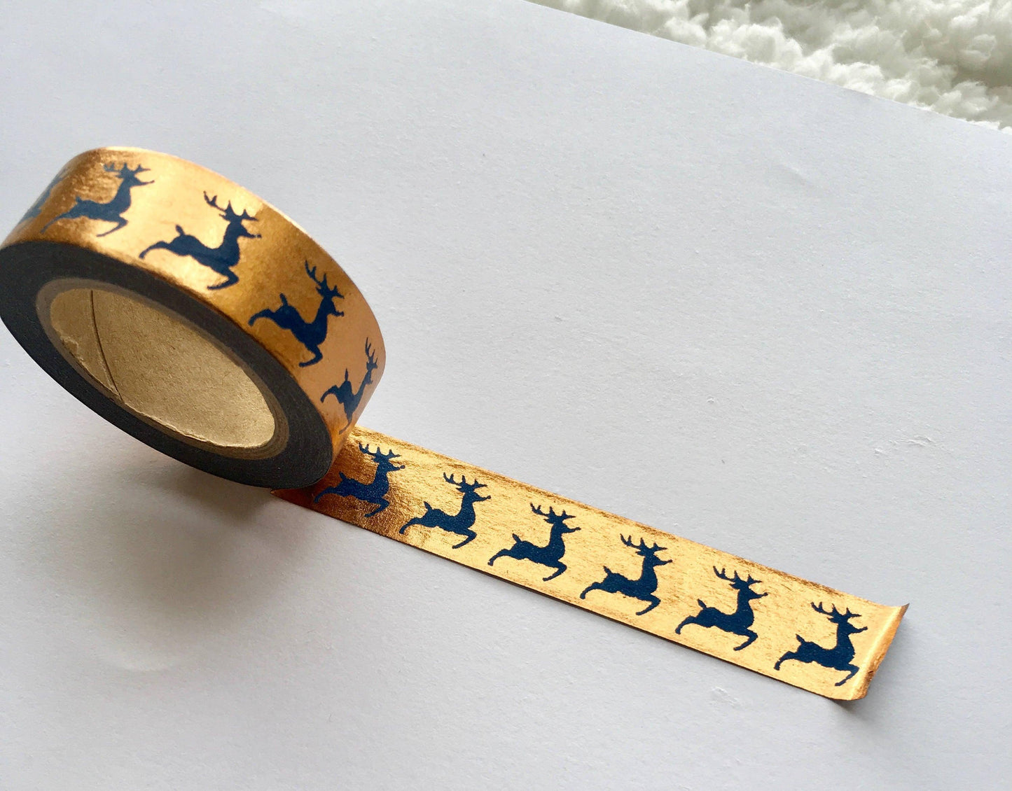 Blue Reindeer Foiled Washi - Bubble Bear Co