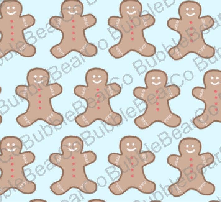 Cute Christmas and Holiday Digital Paper - Gingerbread Blue - Bubble Bear Co