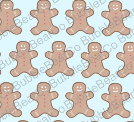 Cute Christmas and Holiday Digital Paper - Gingerbread Blue - Bubble Bear Co