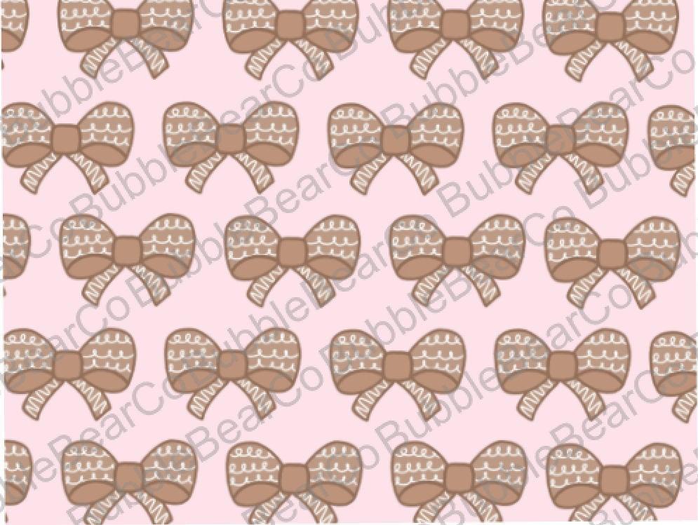 Cute Christmas Digital Paper - Gingerbread Bows - Bubble Bear Co