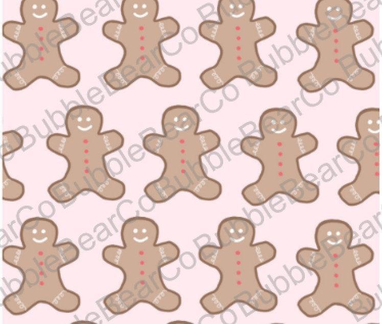 Cute Gingerbread Digital Paper - Pink - Bubble Bear Co