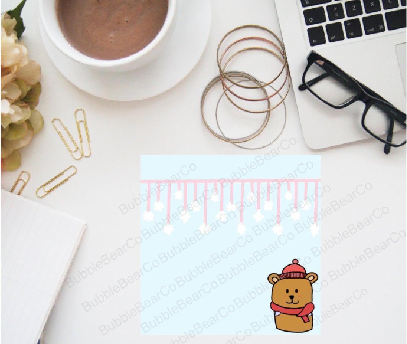Cute Printable Sticky Notes with Winter Bear Character - Bubble Bear Co