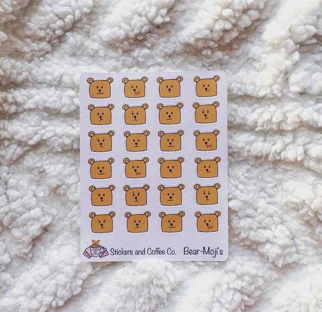 Emoti Planner Stickers - Hand Drawn Bear - Bubble Bear Co