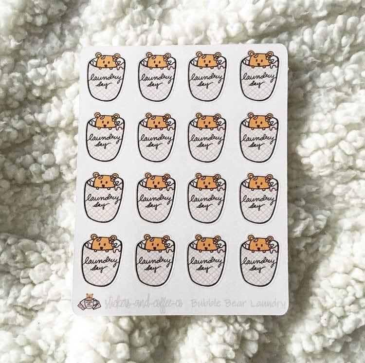 Hand Drawn Laundry Day Planner Stickers - Bubble Bear Co