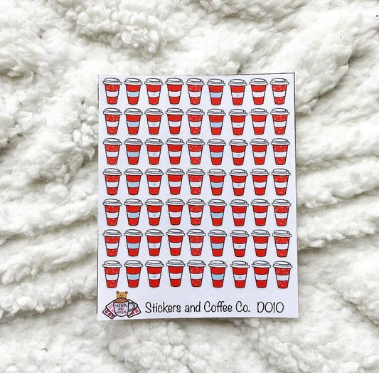 Holiday Coffee Cup Stickers - Festive Coffee Doodles - Bubble Bear Co
