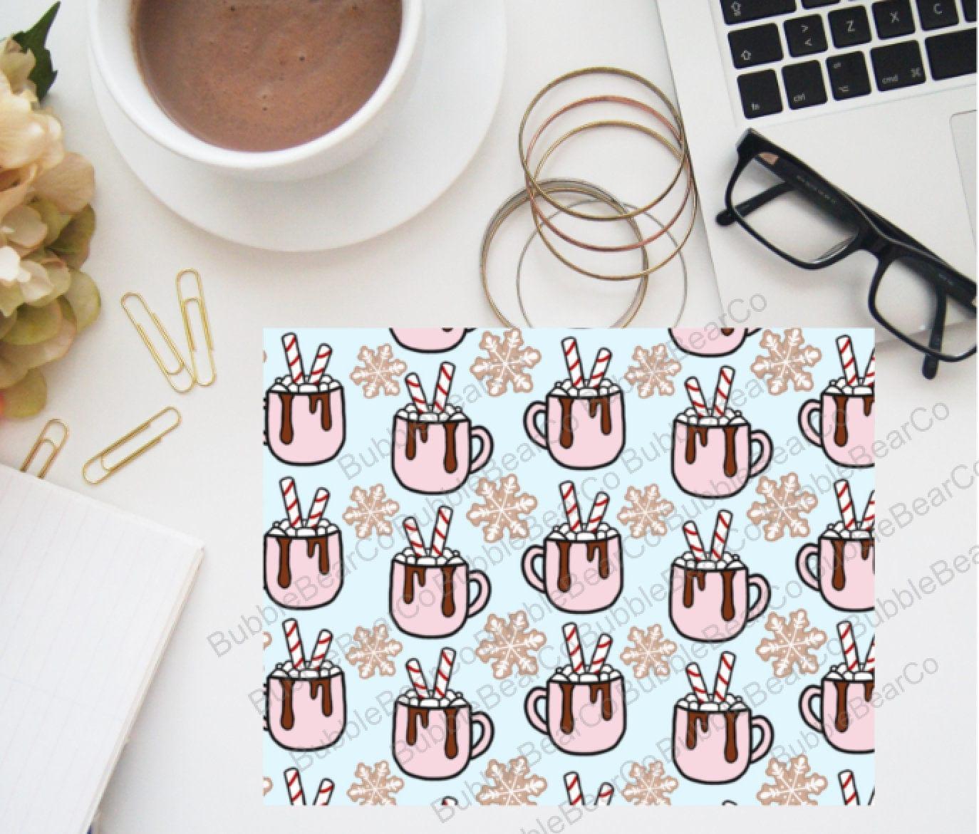 Hot Chocolate Digital Paper - Winter Vellum for Planner or Journal - Bubble Bear Co