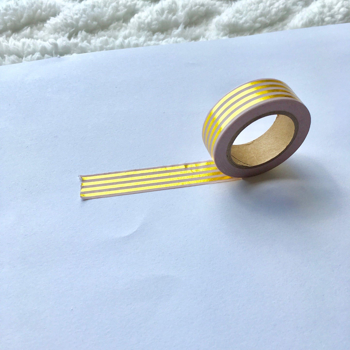 Light Pink with Gold Foil Lines Washi - Bubble Bear Co