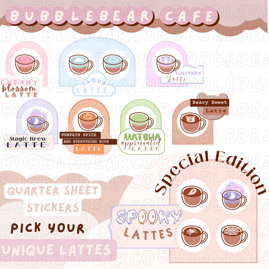 Unique Coffee and Tea Stickers - Bubble Bear Cafe - Bubble Bear Co