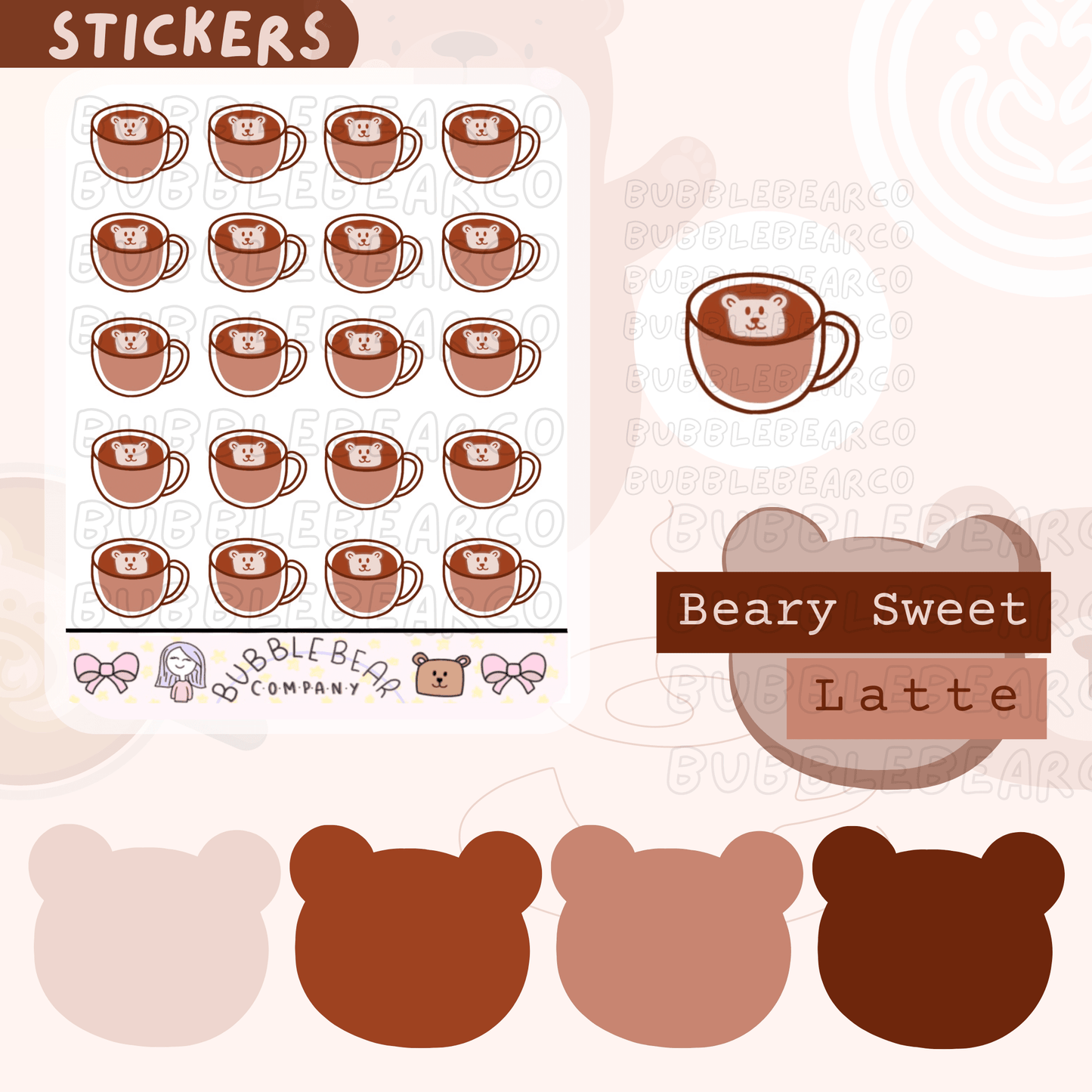 Unique Coffee and Tea Stickers - Bubble Bear Cafe - Bubble Bear Co
