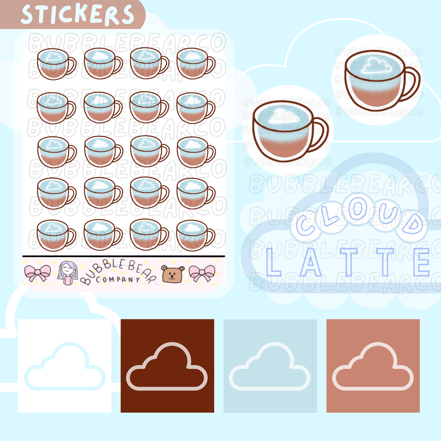 Unique Coffee and Tea Stickers - Bubble Bear Cafe - Bubble Bear Co