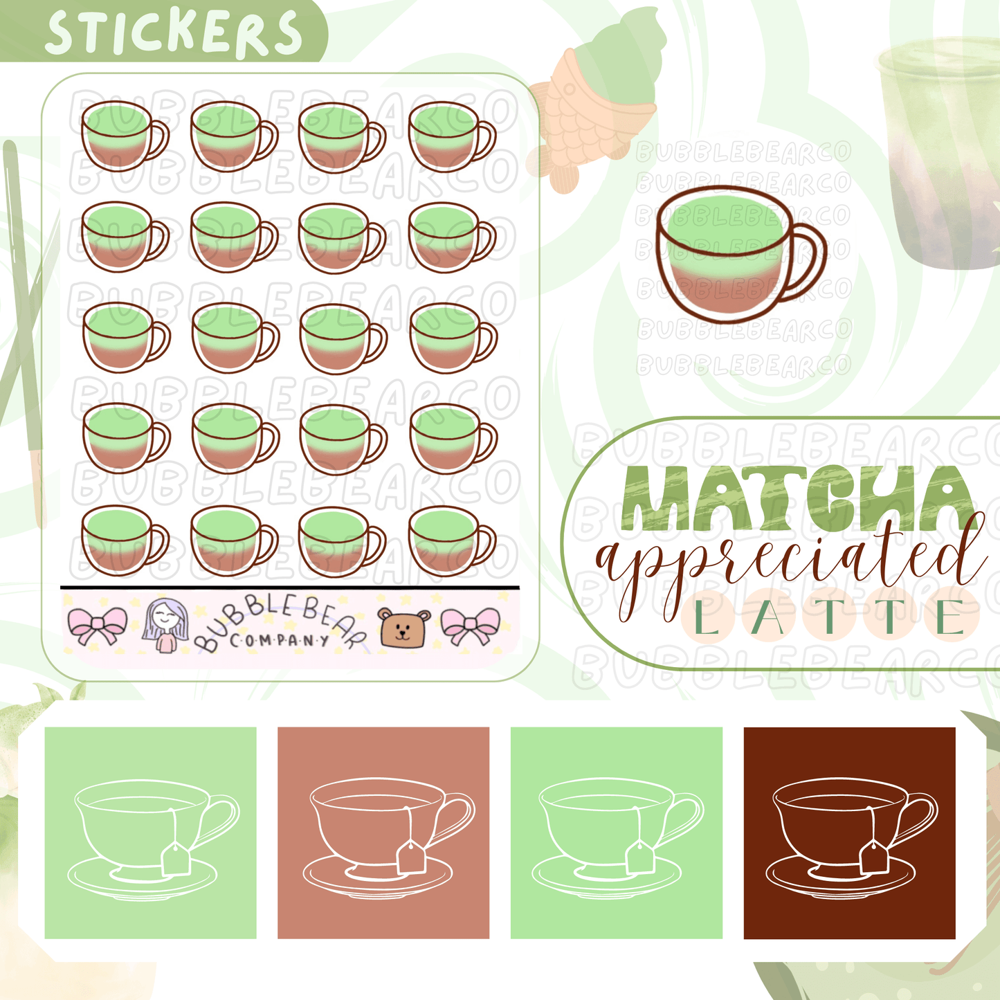 Unique Coffee and Tea Stickers - Bubble Bear Cafe - Bubble Bear Co