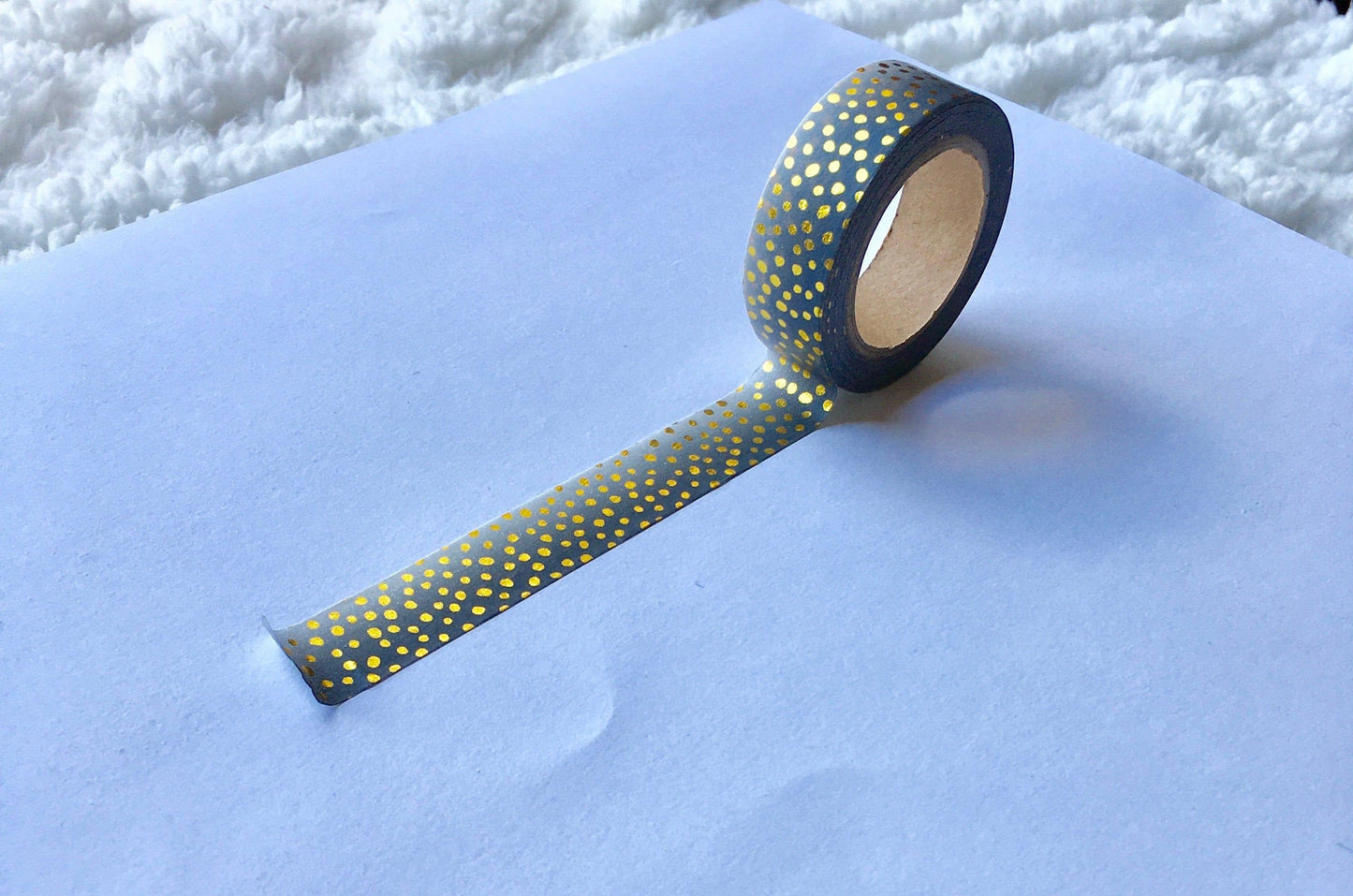 White to Dark Grey Ombre with Gold Foiled Dots Washi - Bubble Bear Co