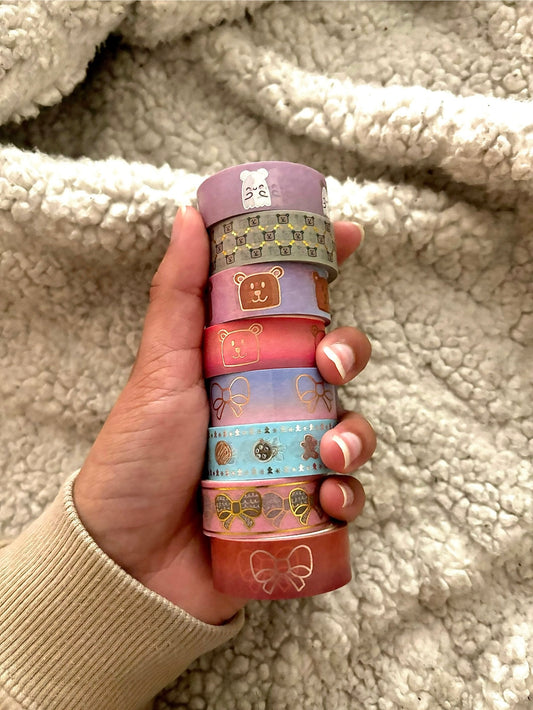 Set of 8 Luxe Foiled Washi Tapes BubbleBearCo