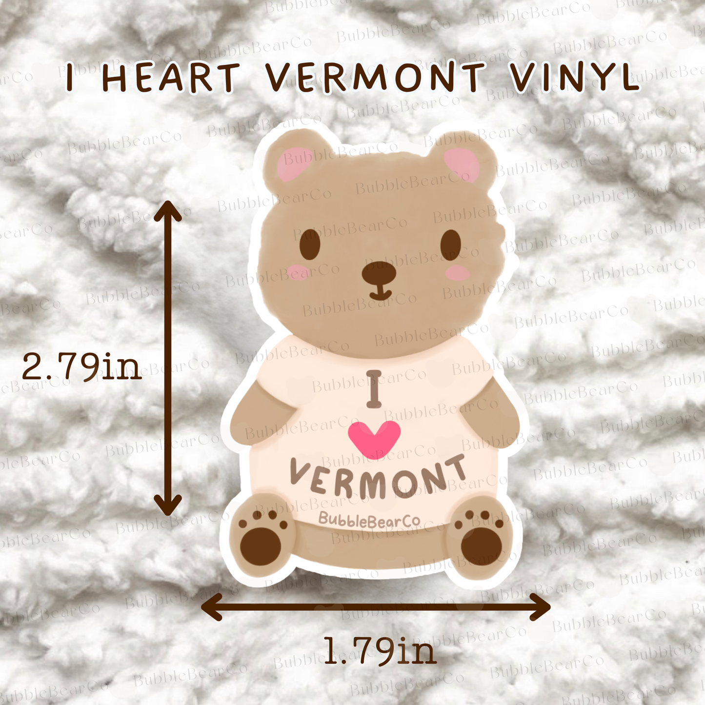 I Love Vermont Teddy Bear Waterproof Vinyl