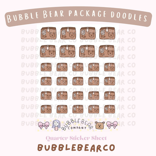 Package Doodle Stickers | Cute Bear Character Mail Package | Hand Drawn Stickers for Planners and Bullet Journals | Bear Custom Stickers