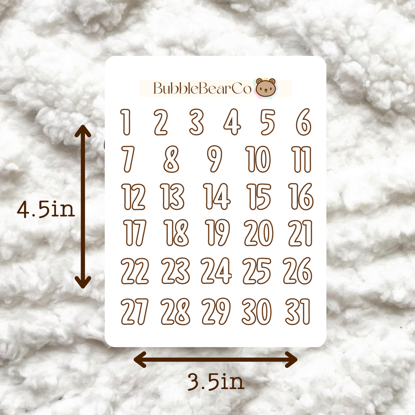 Bujo Bubble Number Stickers | BubbleBearCo