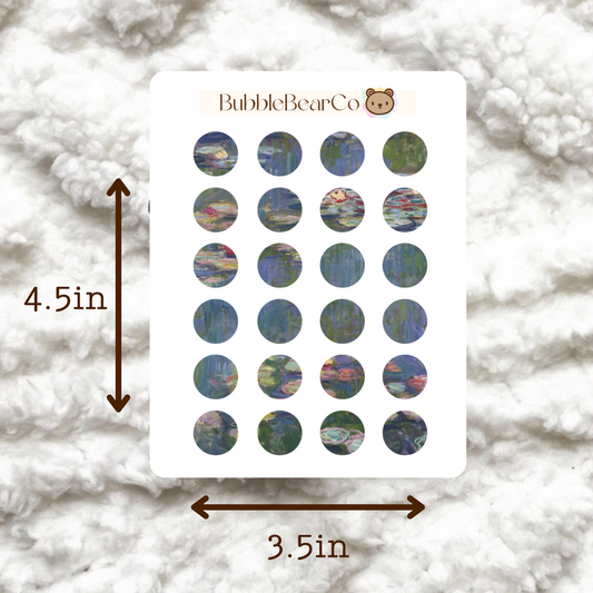 Bujo Dot 0.5in Stickers | Monet Waterlilies | BubbleBearCo