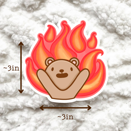 Fire Elmo Meme Sticker | Fire Bear Meme | Vinyl Sticker | BubbleBearCo