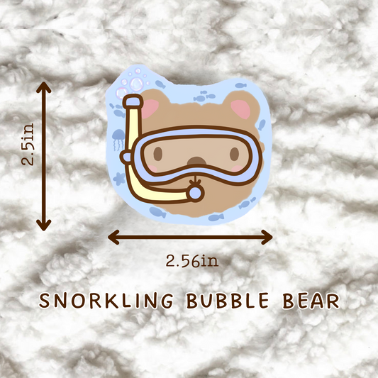 Cute Snorkeling Bubble Bear Vinyl Sticker