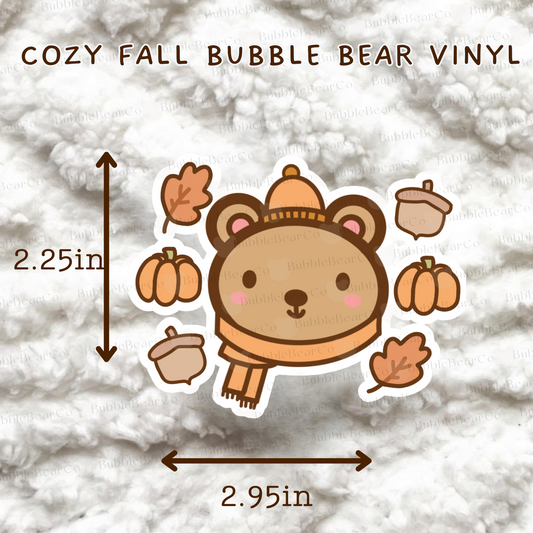 Cozy Fall Bubble Bear Vinyl