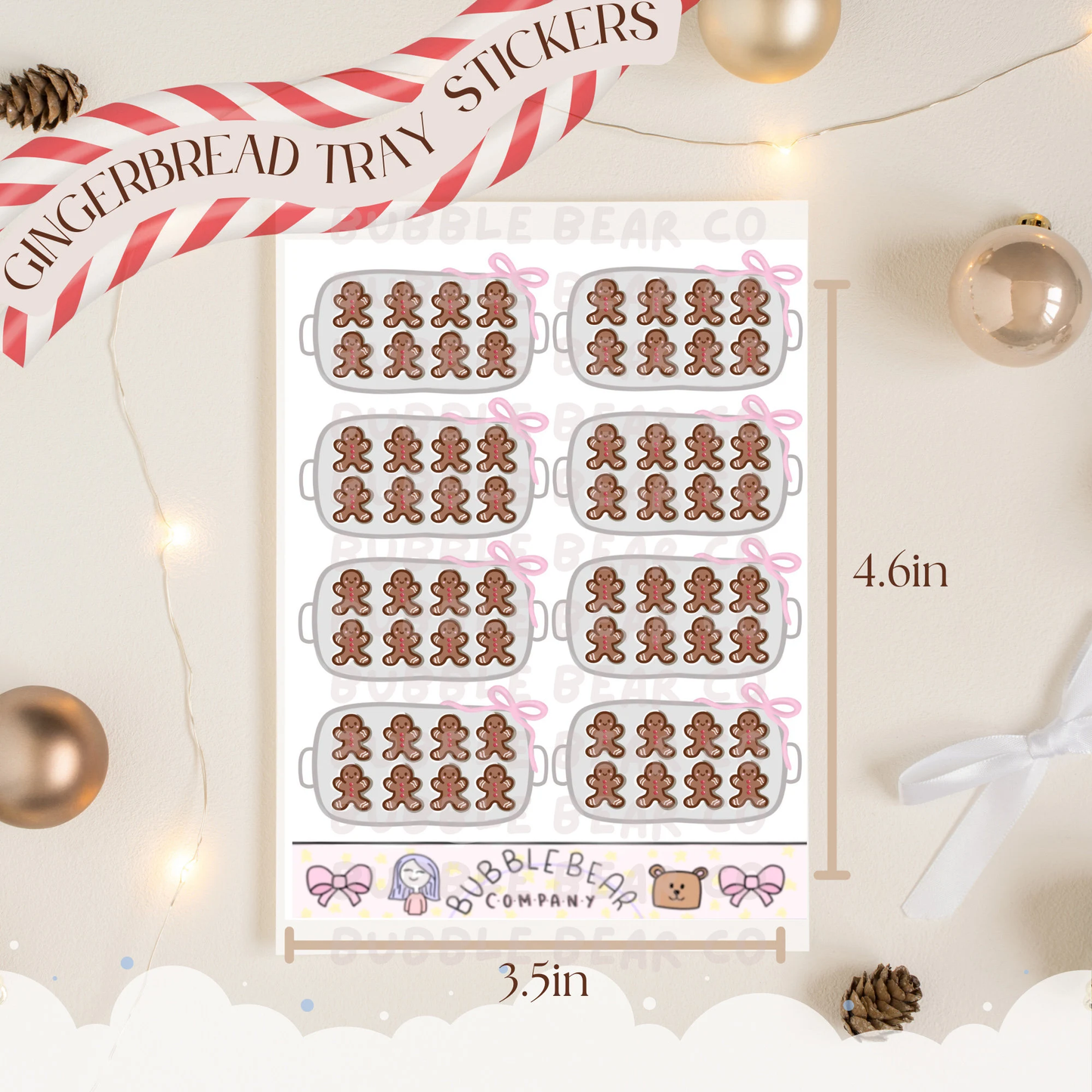 Gingerbread Hand Drawn Planner Stickers