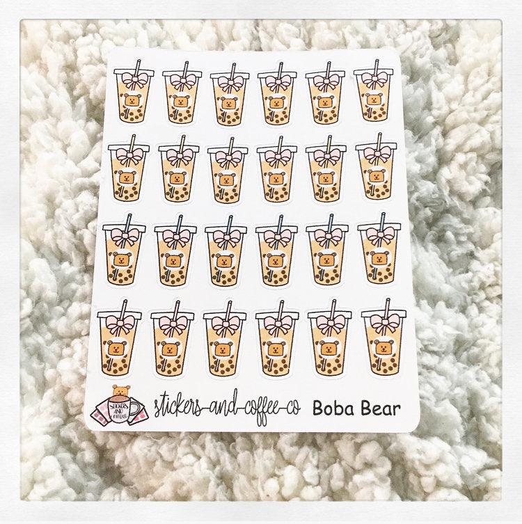 Boba Bear Stickers/ Cute Boba Stickers/ Bubble Bear Stickers/ Cute Bear Stickers/ Planner Bear Stickers/ Cute animal stickers/ Doodle - Bubble Bear Co