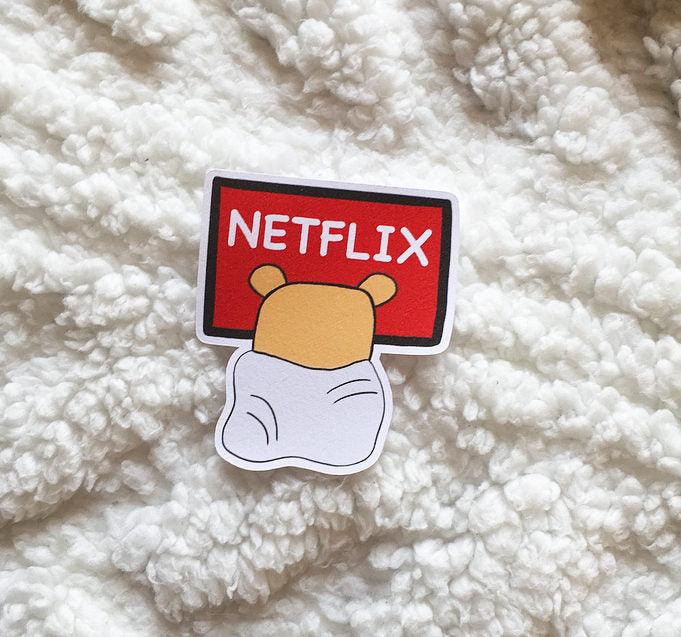 Bubble Bear Loves Netflix/ Netflix diecut/ Cute planner girl diecut/ Netflix binge watch Diecut/ Snuggle diecut/ Cute diecuts for planners - Bubble Bear Co