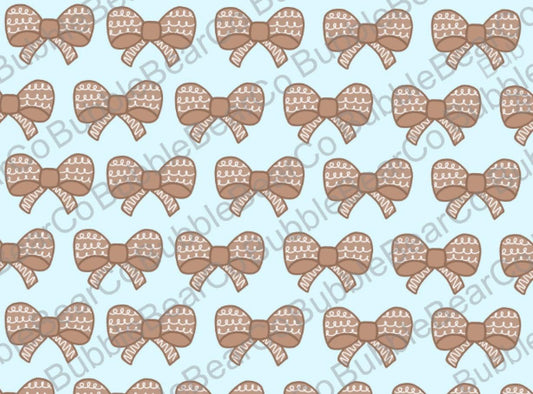 Gingerbows with a light blue background/ Christmas digital paper/ gingerbread bows digital paper/ gingerbread bow/ cute gingerbread bows - Bubble Bear Co