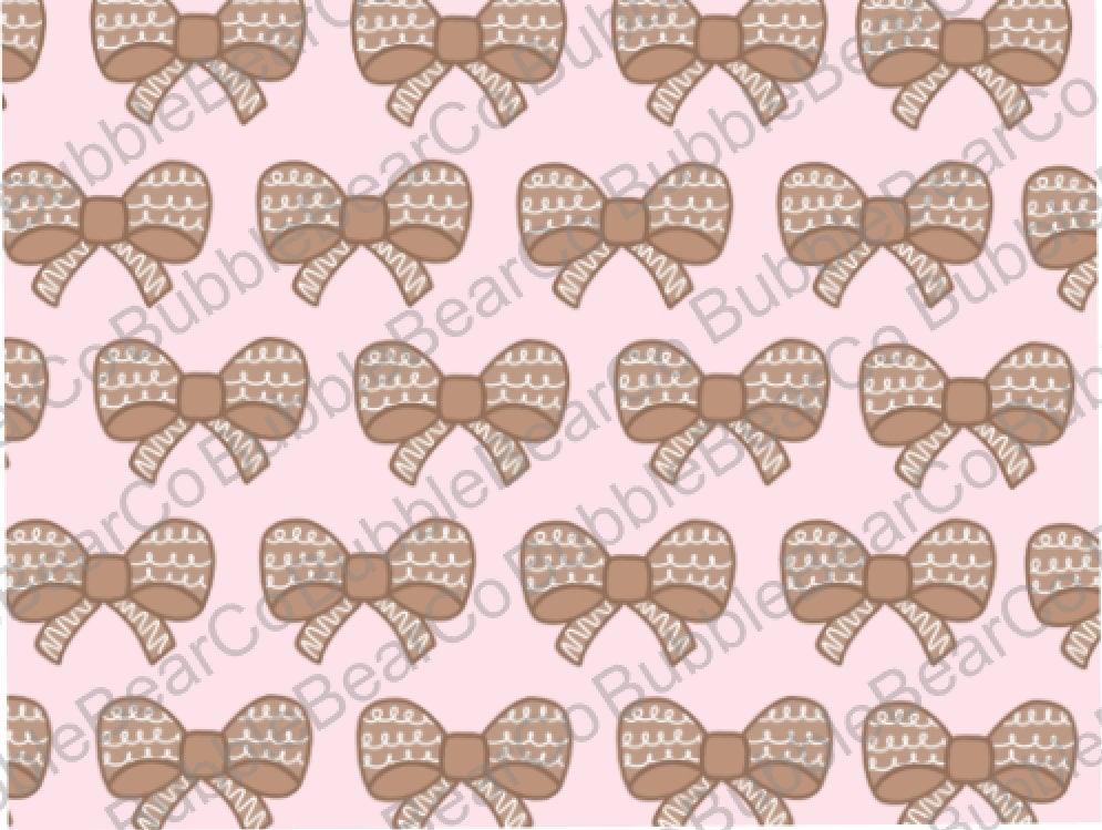 Gingerbows Light Pink Background/ Gingerbow Paper/ digital gingerbow paper/ cute gignerbread paper/ scrapbooking paper/ planner vellum/ - Bubble Bear Co