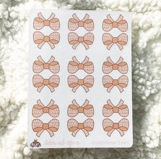Ginger-bow tabs/ gingerbread bow stickets/ planner bow tabs/ planner divider sticker bows - Bubble Bear Co