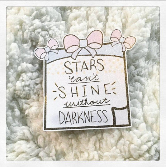 Positive Bow Sticky Note Diecut/ Shimmery Positive Diecut/ Stars can't shine without darkness Diecut/ Positive Diecuts/ Pretty Diecuts - Bubble Bear Co