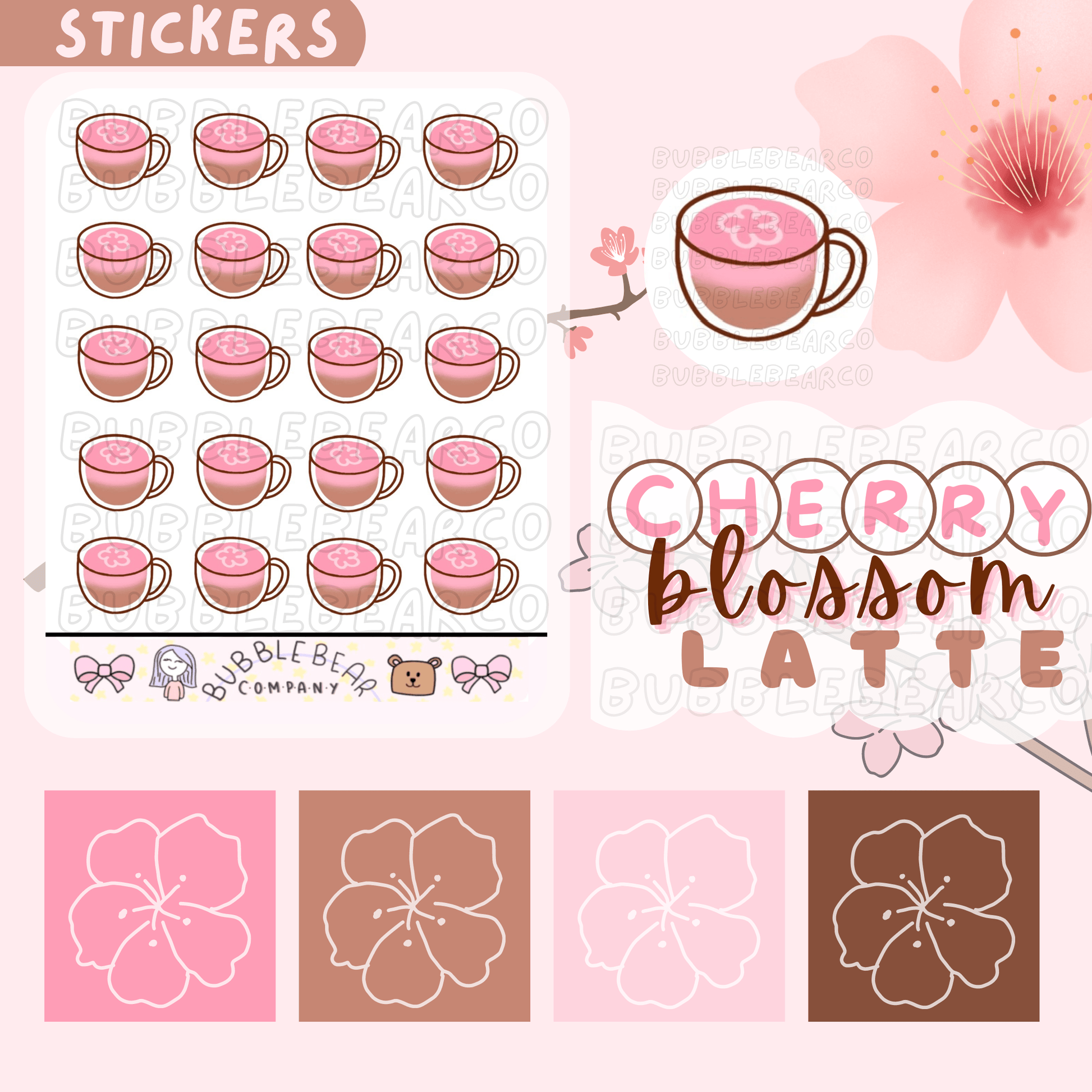 Beary Unique Lattes and Teas Stickers - Bubble Bear Co