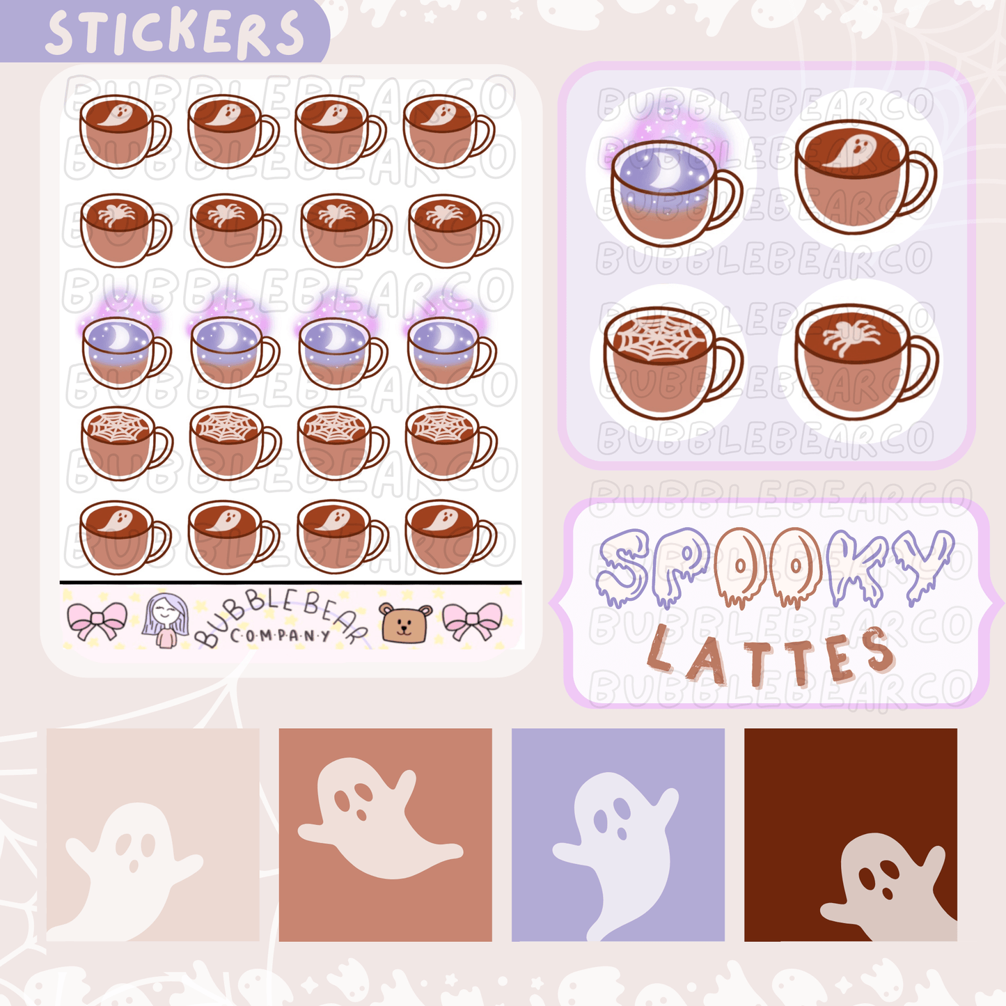 Beary Unique Lattes and Teas Stickers - Bubble Bear Co